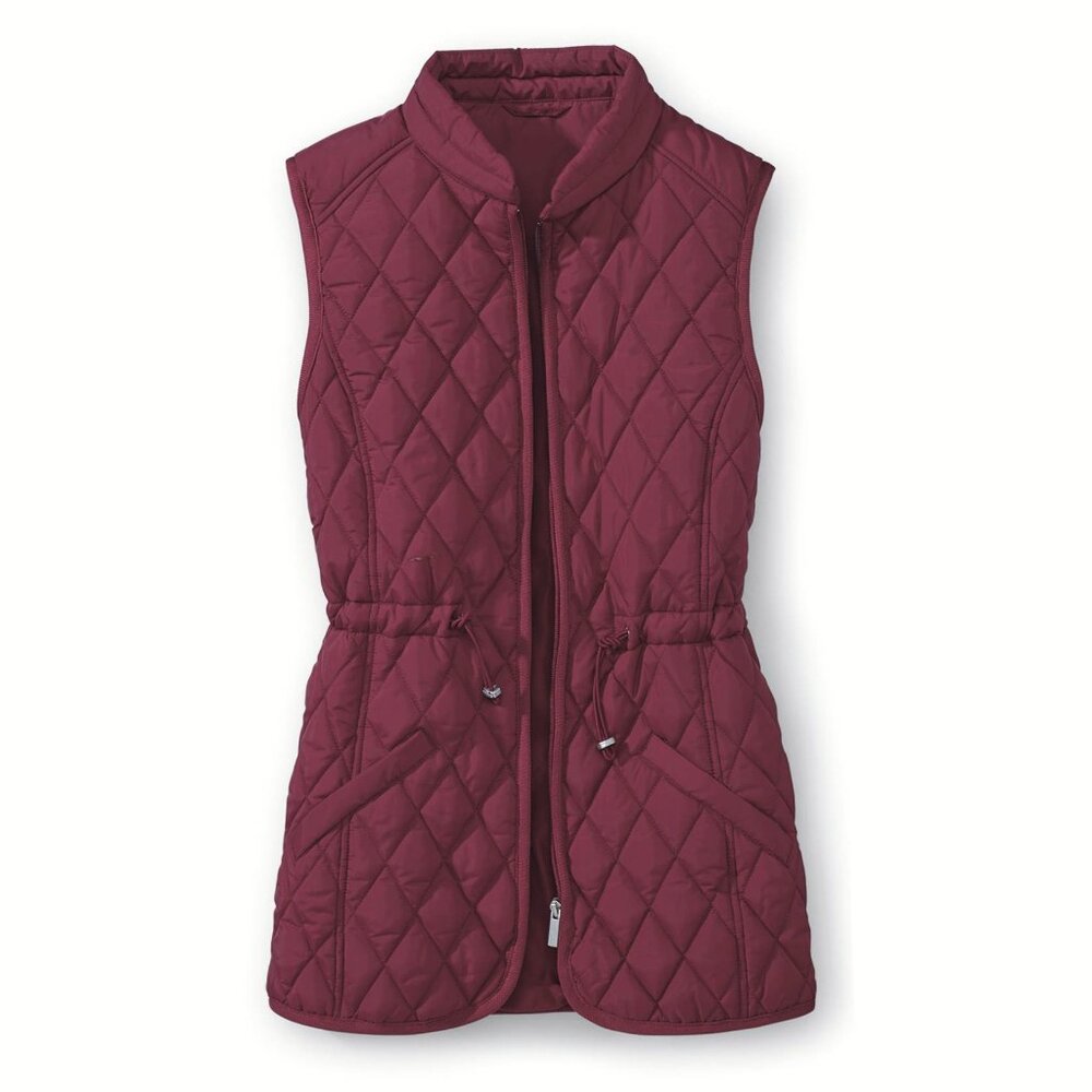NorthStyle Quilted Zip-Front Vest - Sangria - M - NWOT
